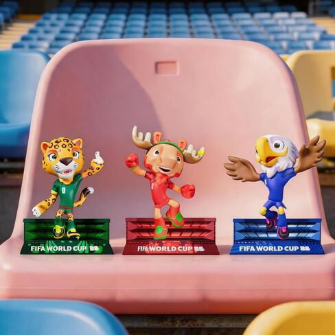 FIFA 3 Pack Official Licensed World Cup 2026 Mascot Trio- Clutch, Maple & Zayu 4" Collectible Vinyl Figure Display Statue Set with Acrylic Case, Personalized Gift for Soccer Fans & Collectors (4 inch) in Kuwait