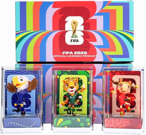 FIFA 3 Pack Official Licensed World Cup 2026 Mascot Trio- Clutch, Maple & Zayu 4" Collectible Vinyl Figure Display Statue Set with Acrylic Case, Personalized Gift for Soccer Fans & Collectors (4 inch) in Kuwait
