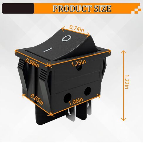 On/Off Boat Rocker Switch DPST 20A 125/250VAC Replacement Canal R Series Compatible with Hongju Taiheng TH3 Defond DRH-2415-3 in Kuwait