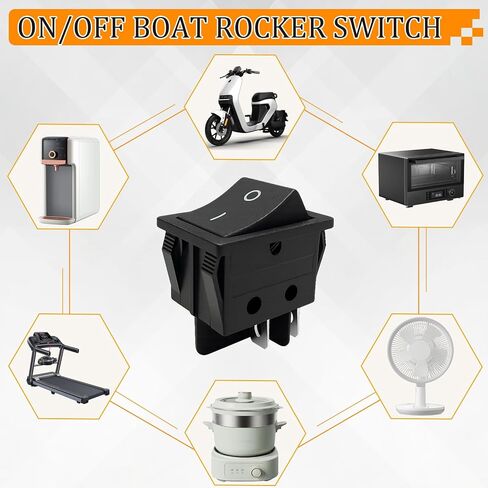 On/Off Boat Rocker Switch DPST 20A 125/250VAC Replacement Canal R Series Compatible with Hongju Taiheng TH3 Defond DRH-2415-3 in Kuwait