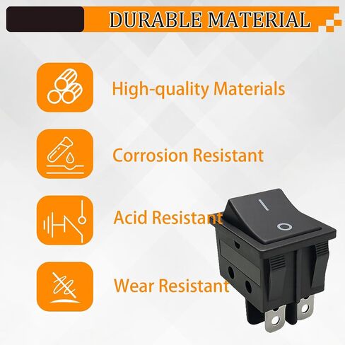 On/Off Boat Rocker Switch DPST 20A 125/250VAC Replacement Canal R Series Compatible with Hongju Taiheng TH3 Defond DRH-2415-3 in Kuwait