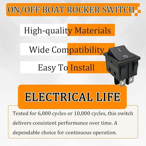 On/Off Boat Rocker Switch DPST 20A 125/250VAC Replacement Canal R Series Compatible with Hongju Taiheng TH3 Defond DRH-2415-3 in Kuwait