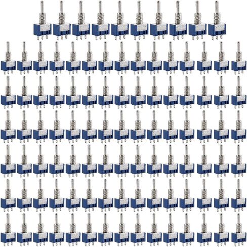 100 Pieces of 6A/125V 3A/250V ON/Off/ON 3-Terminal 3-Position SPDT Toggle Switch with Single Connector MTS-103 in Kuwait