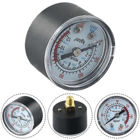 Air Compressor Pneumatic Hydraulic Fluid Pressure Gauge 1/8 NPT Thread 0-12Bar 0-180PSI Manometer Double Scale in Saudi Arabia