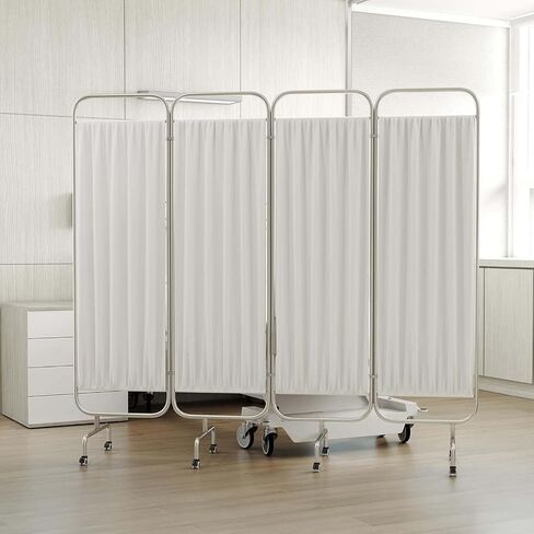 Medical Privacy Screen Divider, Four-Fold Room Divider on Wheels, Stainless Steel for Hospitals and First Aid Rooms in Kuwait