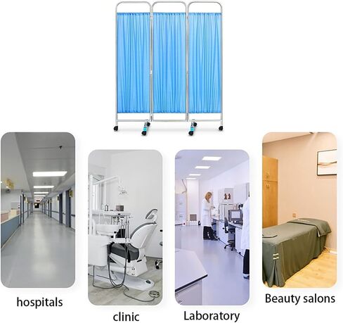 Mobile Medical Privacy Screen, 3 Panel Portable Room Divider on Wheels, 6ft Height for Healthcare, Offices, and Beauty Salons in Kuwait