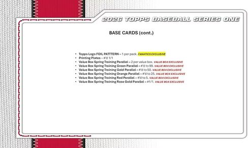 2026 Topps Series 1 Baseball Fanatics Blaster Trading Card Box (2-3 Spring Training Base Card Parallels Per Box) in Kuwait