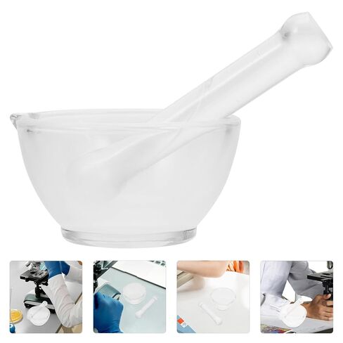 LIFKOME Thickened Base Glass Mortar and Pestle for Laboratory and Kitchen Use Stable Grinding Bowl with Smooth Surface for Spices Traditional Medicine and Chemical Experiments in Kuwait