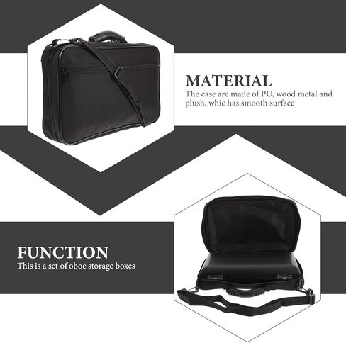 Yardwe Oboe Portable Leather Case Set, 2pcs Black Oboe Storage Bags with Carrying Box for Wind Instrument Protection and Travel in Kuwait