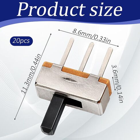 20 PCS Slide Switch Micro Switches 1P2T 2 Position, SPDT Mini Toggle Switches Vertical Panel Mount Knob for Breadboard(SS12D00) in Kuwait