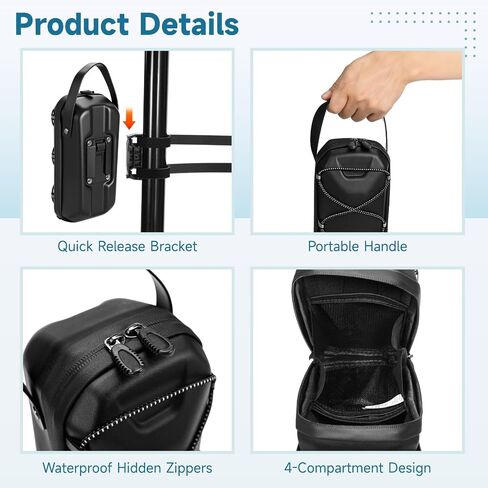 yeesport Electric Scooter Bag 5L, EVA Hard Shell Scooter Handlebar Bag Waterproof, Front Hanging Storage Pouch with Quick Release Bracket, 4 Compartments for Phone Tools E-Bike Folding Bike in Kuwait