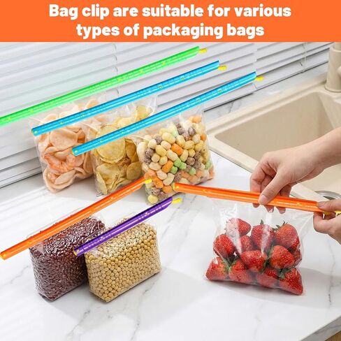 20PCS Magic Bag Sealer Slide Sticks 4 Sizes Reusable Plastic Chip Clips, Airtight Watertight Stay Fresh Bags Sealing Stick Closure Rods Easy Kitchen Food Storage Clip (4 Colors) in Kuwait