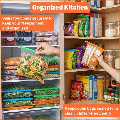 20PCS Magic Bag Sealer Slide Sticks 4 Sizes Reusable Plastic Chip Clips, Airtight Watertight Stay Fresh Bags Sealing Stick Closure Rods Easy Kitchen Food Storage Clip (4 Colors) in Kuwait