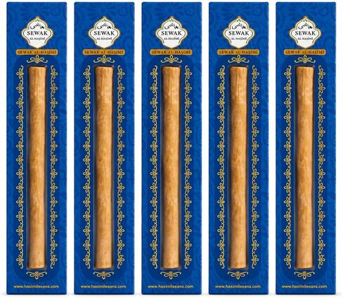hazza Miswak Sticks for Teeth – Natural Toothbrush Stick for Oral Care & Whiter-Looking Teeth, Unisex, 8-Inch, Travel-Ready (Large, 3 Piece) in Kuwait
