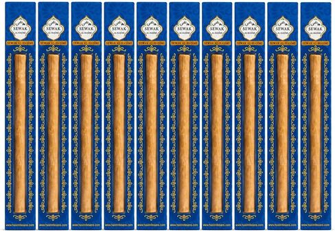 hazza Miswak Sticks for Teeth – Natural Toothbrush Stick for Oral Care & Whiter-Looking Teeth, Unisex, 8-Inch, Travel-Ready (Large, 3 Piece) in Kuwait