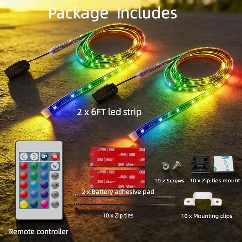 أضواء القارب التي تعمل بالبطارية، 2 قطعة 8FT IP68 غاطسة RGB البحرية LED أضواء الشريط مع جهاز التحكم عن بعد، إضاءة سطح السفينة الداخلية لقارب الكاياك سوب العائم، قارب جون، قارب باس، سلامة الصيد in Kuwait