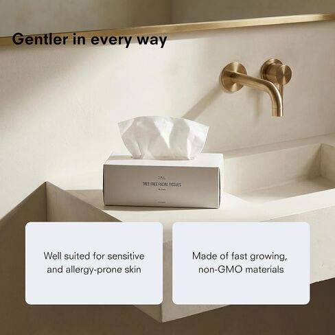 Public Goods Tree-Free Tissues | Bamboo and Sugarcane Facial Tissues | Soft 2-Ply Sheets for Sensitive Skin | Biodegradable, BPA-Free, and Eco-Friendly | 180 Sheets per Box in Kuwait