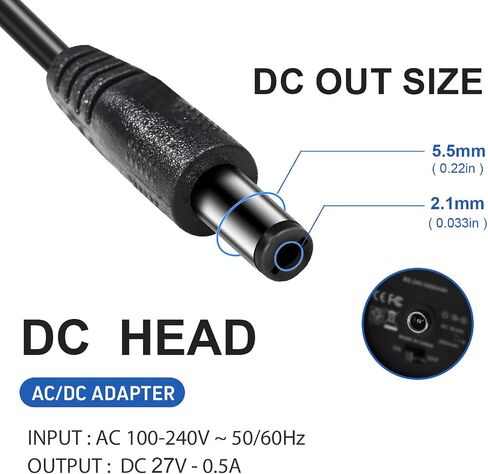 27V 0.5A Charger for Sharper Image Compatible with Sharper Image Massage Gun 1013002 1013985 1012667 2437599(NOT for 18V) Support 27V Massage Gun Power Cord in Kuwait