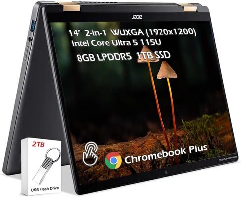 acer Chromebook Touchscreen Laptop Plus Spin 514- Intel Core i5-1334U- 14inch FHD IPS Display 2in1-8GB RAM -512GB SSD -Gaming Chrome Tablet- Backlit Keyboard- Students School Kids- 2025 in Saudi Arabia