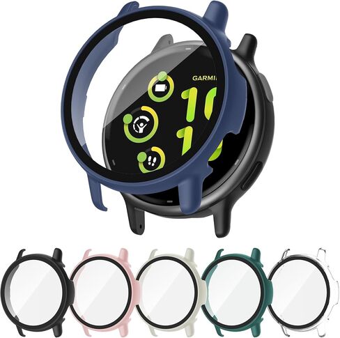 حافظة مكونة من 6 قطع لجهاز Garmin Vivoactive 6 مع واقي شاشة من الزجاج المقوى، غطاء واقٍ صلب مقاوم للصدمات من البولي كربونات متوافق مع Garmin Vivoactive 6 in Kuwait