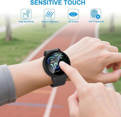 حافظة مكونة من 6 قطع لجهاز Garmin Vivoactive 6 مع واقي شاشة من الزجاج المقوى، غطاء واقٍ صلب مقاوم للصدمات من البولي كربونات متوافق مع Garmin Vivoactive 6 in Kuwait