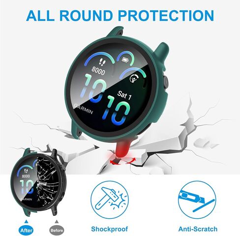 حافظة مكونة من 6 قطع لجهاز Garmin Vivoactive 6 مع واقي شاشة من الزجاج المقوى، غطاء واقٍ صلب مقاوم للصدمات من البولي كربونات متوافق مع Garmin Vivoactive 6 in Kuwait