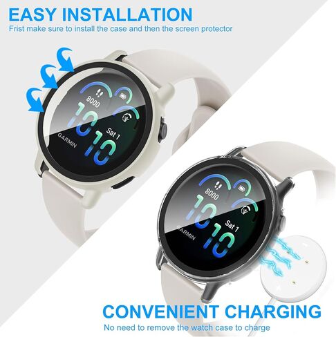 حافظة مكونة من 6 قطع لجهاز Garmin Vivoactive 6 مع واقي شاشة من الزجاج المقوى، غطاء واقٍ صلب مقاوم للصدمات من البولي كربونات متوافق مع Garmin Vivoactive 6 in Kuwait