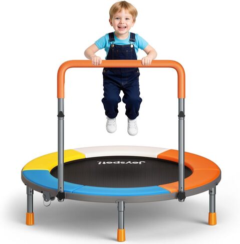 3FT Foldable Trampoline for Kids - 36" Mini Small Trampoline with Handle Bar, Indoor Outdoor Fun, Height-Adjustable, Max Load 100LBS, Perfect Toddler Baby Jumping Mat for Fitness & Recreation in Saudi Arabia