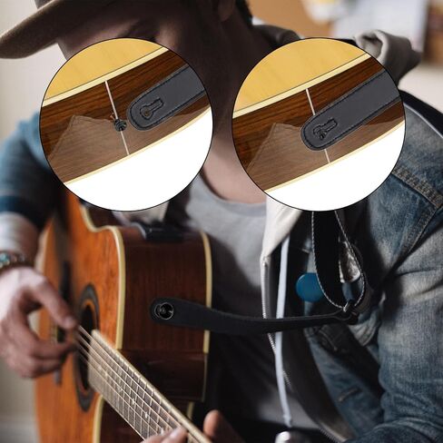 8 Packs Guitar Strap Buttons, 4 Trumpet Head & 4 Mushroom Head Style Buttons with End Pins & Washers for Electric Instrument Bass Acoustic Guitar and Ukulele Parts Accessories(Black) in Kuwait