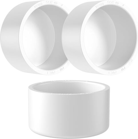 تركيب غطاء نهاية أنبوب PVC مقاس 3 بوصات، 4 قطع SCH40 محول قابس أنبوب PVC من فئة الأثاث، مقابس أغطية نهاية منزلقة للأنابيب البيضاء للأثاث المدمج رف حديقة DIY in Kuwait