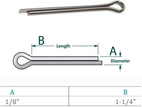 Marine Stainless Steel Cotter Pin Clip Split Pin Hardware 1/8" x 1-1/4", 10 Pcs in Kuwait