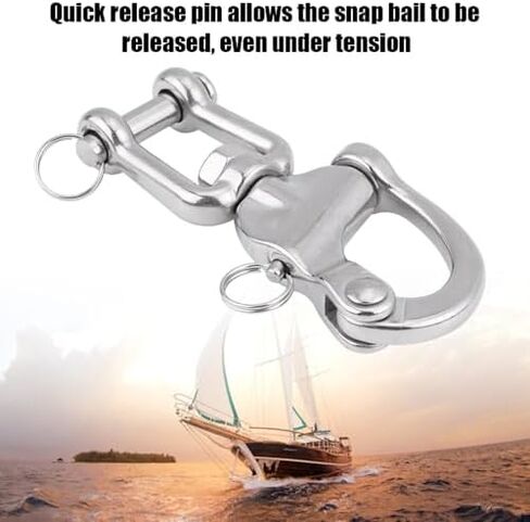 5 Inch 316 Stainless Steel Jaw Swivel Snap Shackle –Heavy Duty Marine Grade Hardware Quick Release Pin for Spinnaker Halyard in Kuwait
