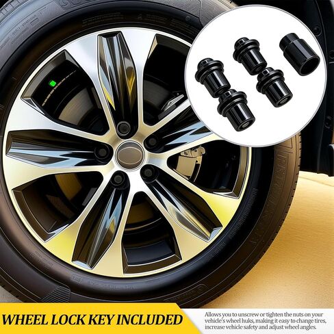 Wheel Lock Lug Nut Anti Theft Set for Toyota Lexus, Compatible with Camry Tacoma Corolla RAV4 Highlander Tundra Sienna, M12 x 1.5 Thread Size, Replace 00276-00900, Black in Kuwait
