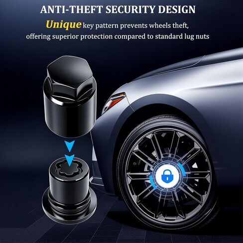 Wheel Lock Lug Nut Anti Theft Set for Toyota Lexus, Compatible with Camry Tacoma Corolla RAV4 Highlander Tundra Sienna, M12 x 1.5 Thread Size, Replace 00276-00900, Black in Kuwait