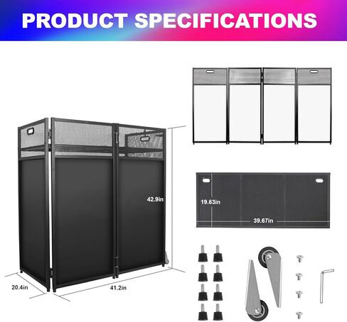 DJ Facade Booth Table 41 "× 21"-محفوظ مع إضاءة إضاءة بالأبيض والأسود مسطح DJ Booth Pann in Kuwait
