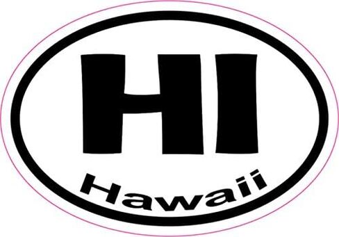 StickerTalk Oval HI Hawaii Vinyl Sticker, 3 inches by 2 inches in Kuwait