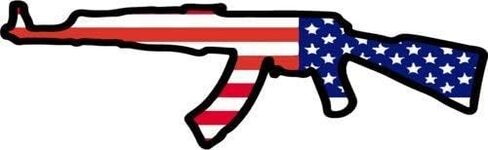 Ak-47 Caliber Gun Silhouette American Flag Vinyl Decal Sticker - in Kuwait