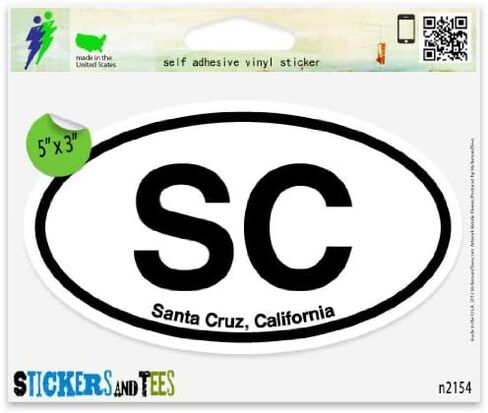 SC Santa Cruz California Oval Car Sticker Indoor Outdoor 5" x 3" in Kuwait