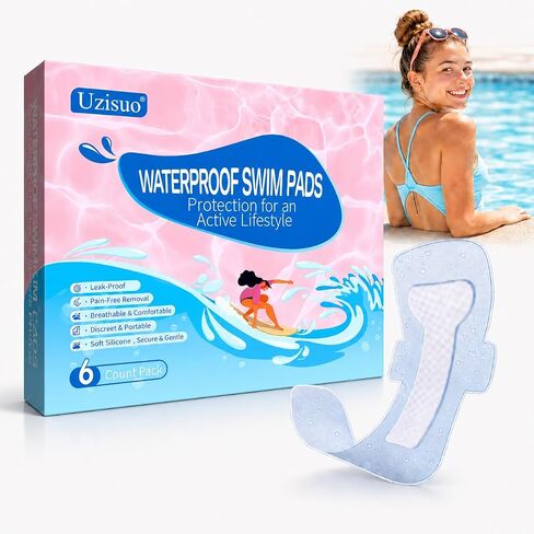 Waterproof Pads for Swimming, 6-Pack Silicone Gel Swim Pads for Women & Teens, Gentle Peel-Off Swim Pads, Discreet Dirt Prevention for Pool, Beach, Spa & Travel in Kuwait
