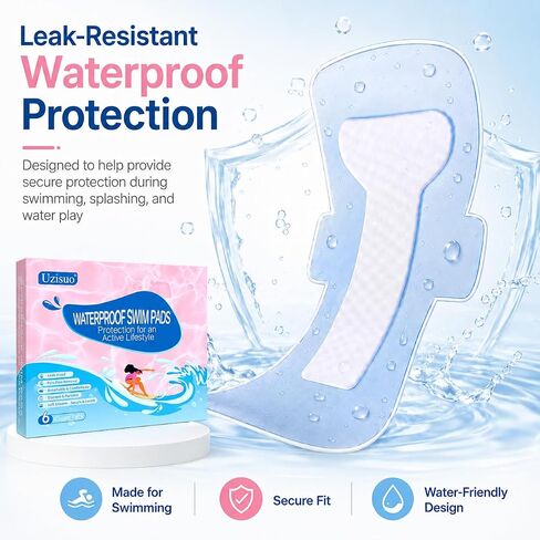Waterproof Pads for Swimming, 6-Pack Silicone Gel Swim Pads for Women & Teens, Gentle Peel-Off Swim Pads, Discreet Dirt Prevention for Pool, Beach, Spa & Travel in Kuwait