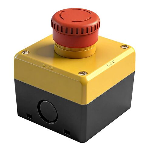Heschen Industrial Emergency Stop Switch Station, 1NO+1NC Contacts, Red Mushroom Head, Rotary Release, TÜV UR CE, 10A 600V, for Machines, Elevators & Controls in Kuwait
