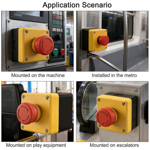 Heschen Industrial Emergency Stop Switch Station, 1NO+1NC Contacts, Red Mushroom Head, Rotary Release, TÜV UR CE, 10A 600V, for Machines, Elevators & Controls in Kuwait