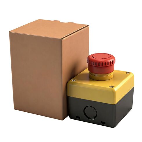 Heschen Industrial Emergency Stop Switch Station, 1NO+1NC Contacts, Red Mushroom Head, Rotary Release, TÜV UR CE, 10A 600V, for Machines, Elevators & Controls in Kuwait