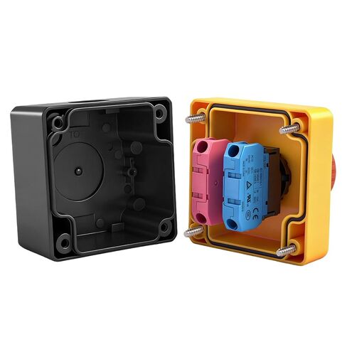 Heschen Industrial Emergency Stop Switch Station, 1NO+1NC Contacts, Red Mushroom Head, Rotary Release, TÜV UR CE, 10A 600V, for Machines, Elevators & Controls in Kuwait