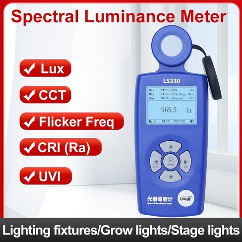 LS330 مقياس الإضاءة الطيفية مقياس الضوء الرقمي CCT UVI CRI Ra Lx FC تردد وميض in Kuwait