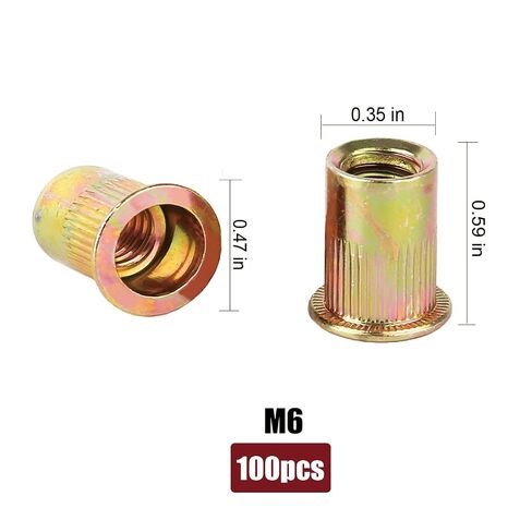 طقم صامولة برشام M6 - Napia 100 قطعة M6 مجموعة أدوات صواميل برشام من الفولاذ الكربوني، صواميل ملولبة للمعادن in Kuwait