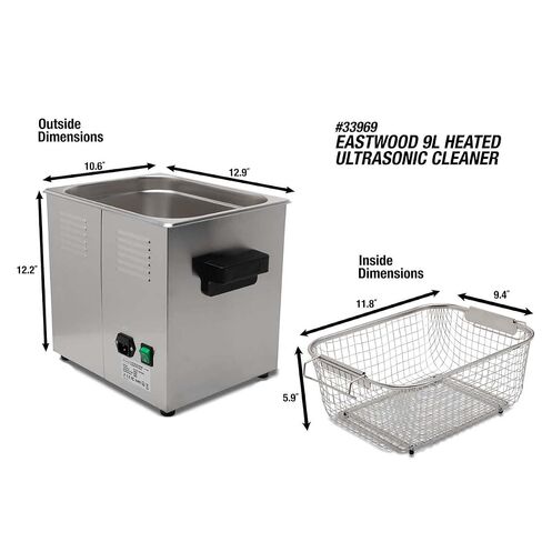 Eastwood Heated Ultrasonic Cleaner 9L Capacity with Degas Ultra High 40000 Hz Frequency and Stainless Steel Tank in Kuwait