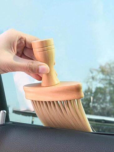 1pc Wooden Handle Cleaning Brush, Long Bristle Brush for Cleaning Car Air Conditioning Outlet, Interior Cracks in Kuwait