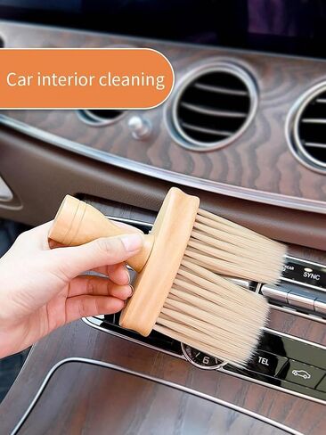 1pc Wooden Handle Cleaning Brush, Long Bristle Brush for Cleaning Car Air Conditioning Outlet, Interior Cracks in Kuwait