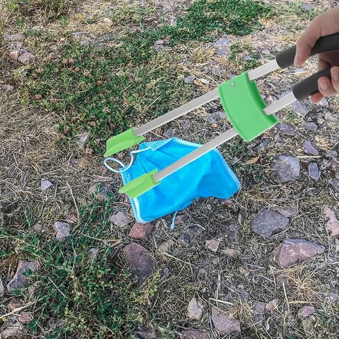 Aluminum Alloy Long Trash Picker Grabber Tool with Dual Rod Clamp for Outdoor Garbage Collection, Portable Rubbish Grabber Suitable for Sanitation and Garden Cleanup in Kuwait